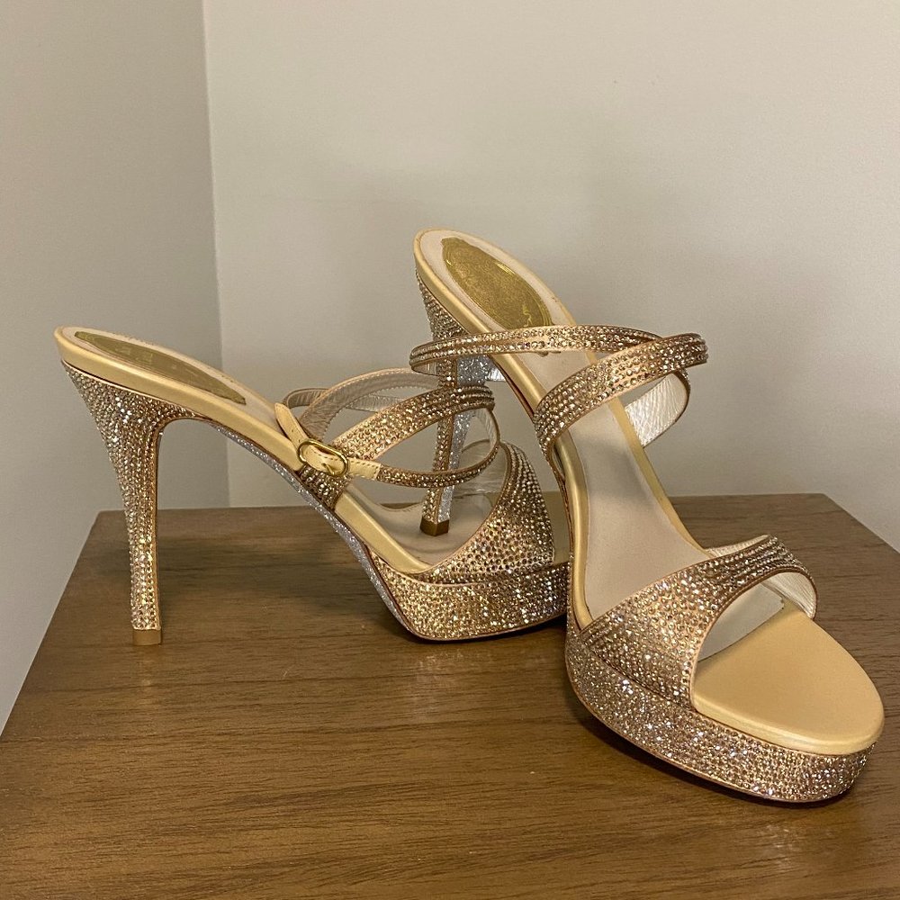 Rene Caovilla Swarovski Crystal Strappy High Heel Shoes - Size 39 - Gorgeous!
